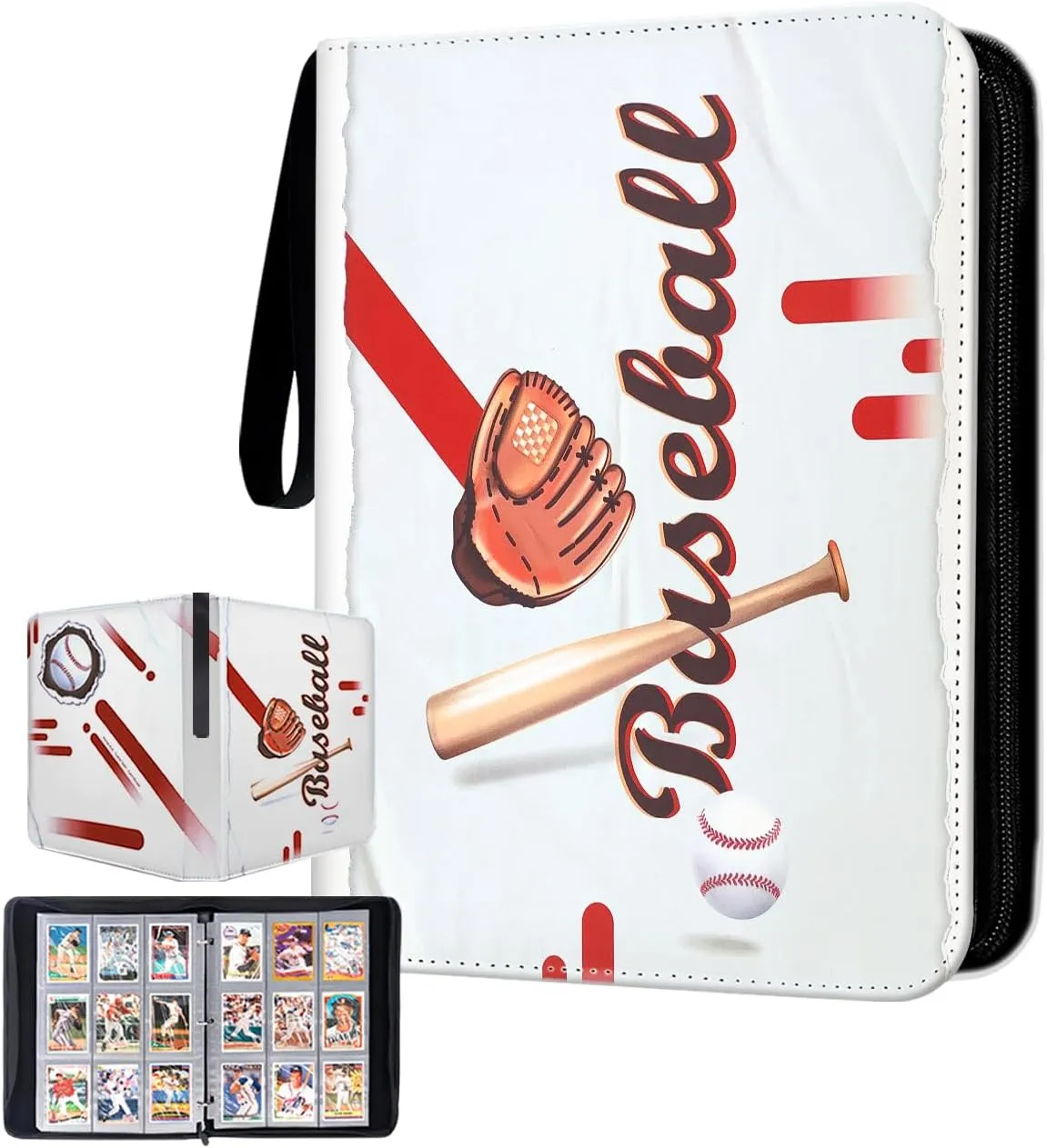 Leather product Baseball Card Binder With Sleeves, Sport Card Binder with aminated baseball design, Binder for Cards, Baseball Cards Binders 900 Pockets, Baseball Binder for Trading Cards.