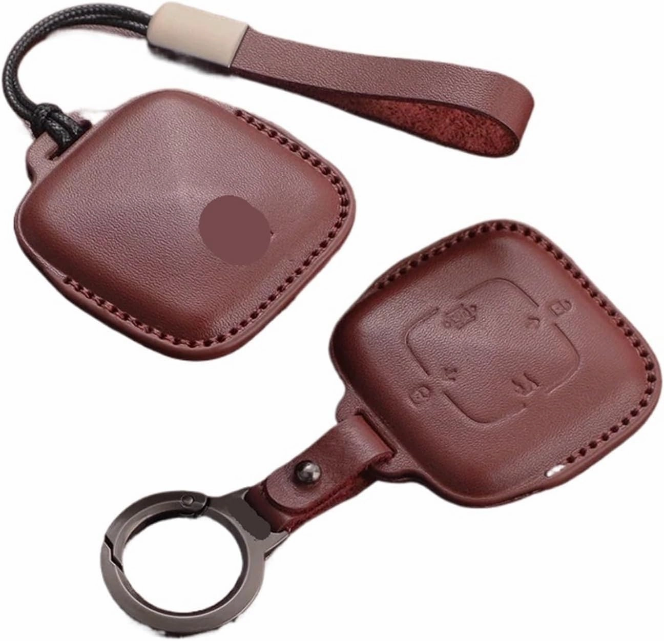 Leather Car Key Case Full Cover Shell Compatible for ZEEKR Extreme Krypton 001 Key Set ZEEKR Geek 009 Krypton X NFC 2025 Key Shell(Red-C-1)