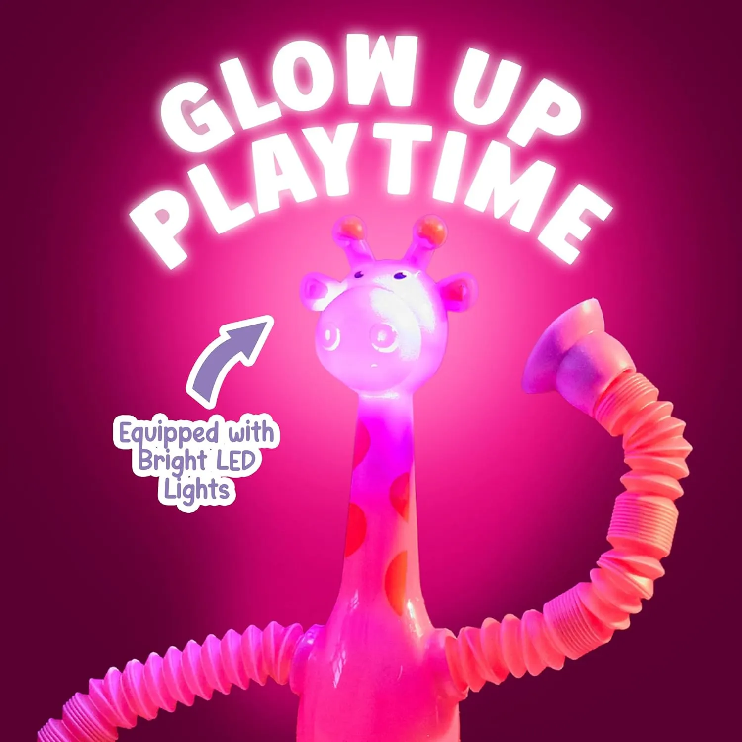 LED Telescopic Suction Cup Giraffe Toys 12PACK Shape Changing Educational Fidget Toys Child Fun Interaction Sensory Toys ADHD Autistic Stimulating Creative Learning - Anxiety Imaginative Play