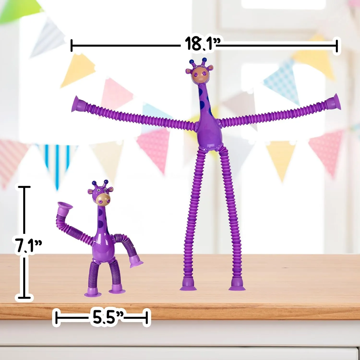 LED Telescopic Suction Cup Giraffe Toys 12PACK Shape Changing Educational Fidget Toys Child Fun Interaction Sensory Toys ADHD Autistic Stimulating Creative Learning - Anxiety Imaginative Play