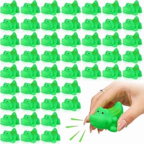 Lenwen 150 Pcs Rubber Crocodile Bath Toy Bulk Mini Alligator Toys Crocodile Bathtub Toys Float Squeak Toys for Summer Pool Parties Halloween Christmas Party Birthday Decoration, 2.8 x 1.3 x 1.3 Inch