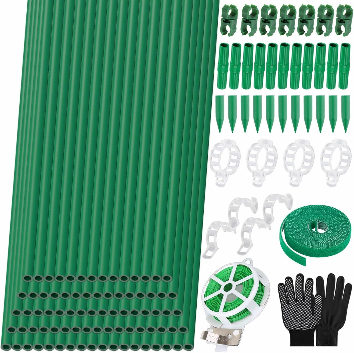 Lezmarket 80 Pack Garden Stakes(16" Each), Plant Support Stakes, DIY 4ft 5ft 6ft 7ft Sturdy Fiberglass Plant Sticks Support Garden Trellis for Growing Climbing Tomato Vegetables Flowers