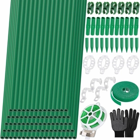 Lezmarket 80 Pack Garden Stakes(16" Each), Plant Support Stakes, DIY 4ft 5ft 6ft 7ft Sturdy Fiberglass Plant Sticks Support Garden Trellis for Growing Climbing Tomato Vegetables Flowers