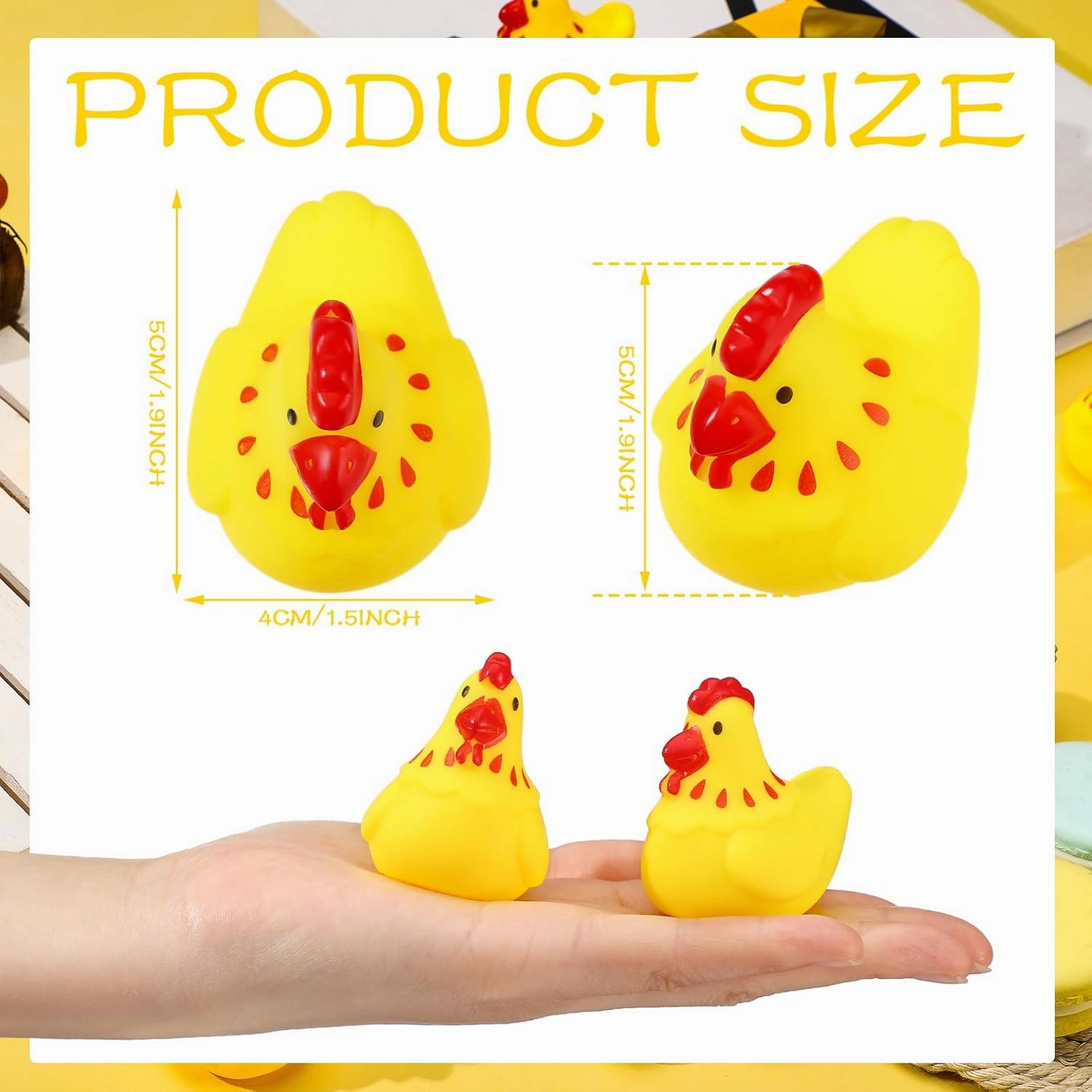 Libima 100 Pcs Rubber Chickens Bath Toy Bulk Mini Chicks Squeezable and Squeak Toys Yellow Floating Rubber Toy Swimming Pool Bathtub Toys for Boy Girl Shower Birthday Party Favors Gifts