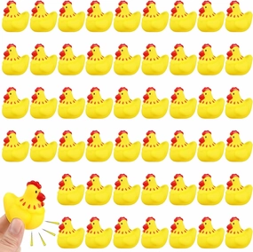 Libima 100 Pcs Rubber Chickens Bath Toy Bulk Mini Chicks Squeezable and Squeak Toys Yellow Floating Rubber Toy Swimming Pool Bathtub Toys for Boy Girl Shower Birthday Party Favors Gifts