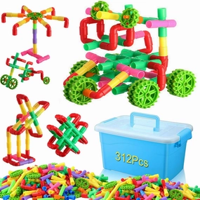Libima 312 Pcs Tubular Pipes Building Blocks for Kids, Stem Building Blocks, Pipe Tube Locks Construction Set with Storage Box, Preschool Educational Learning Blocks for Boys Girls