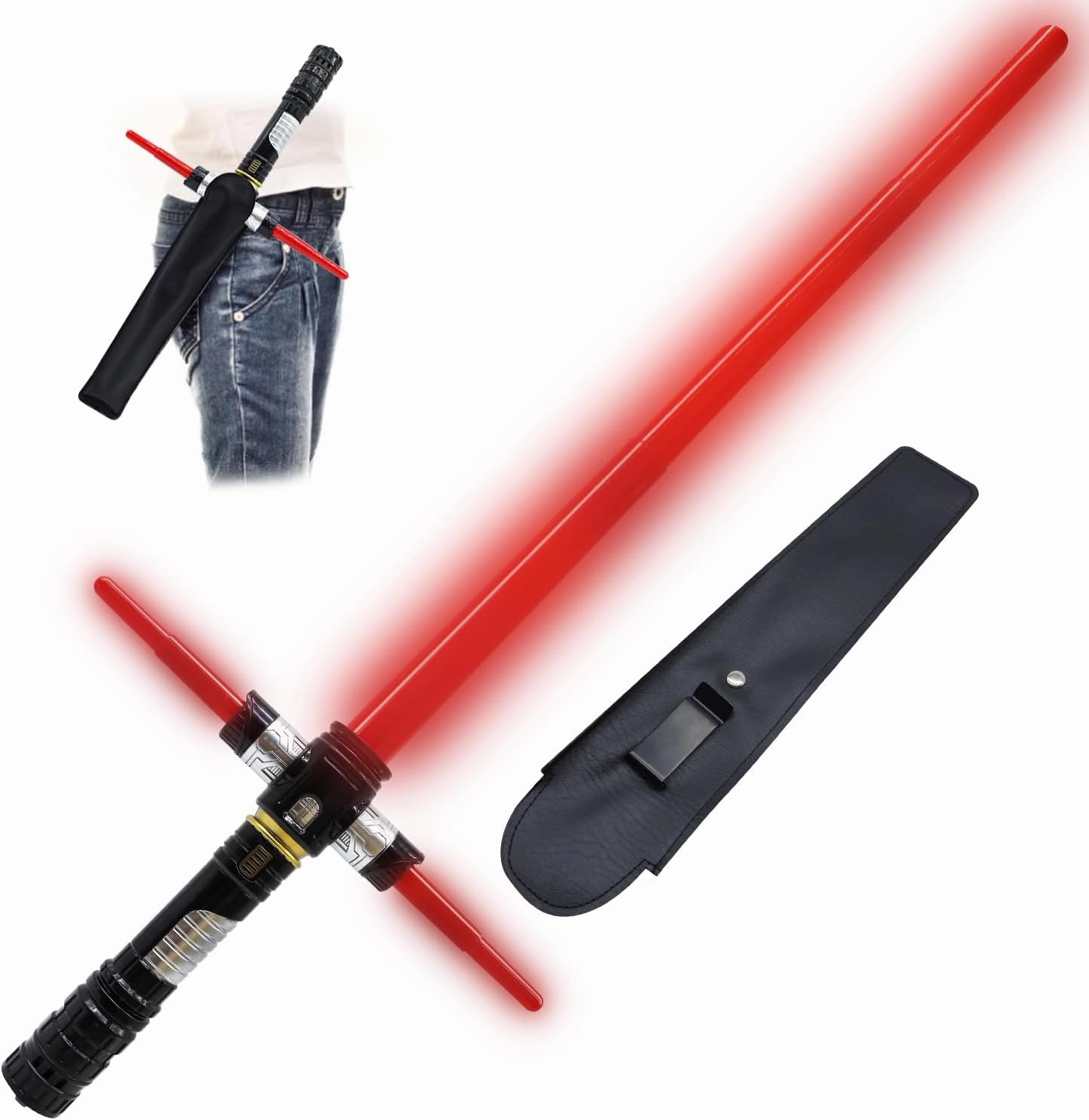 Light Up Saber for Kids, Red Light Swords with FX Sound, Expandable Light Swords Set for Galaxy War Fighter Warriors, Halloween Dress Up Party, Christmas Birthday Present