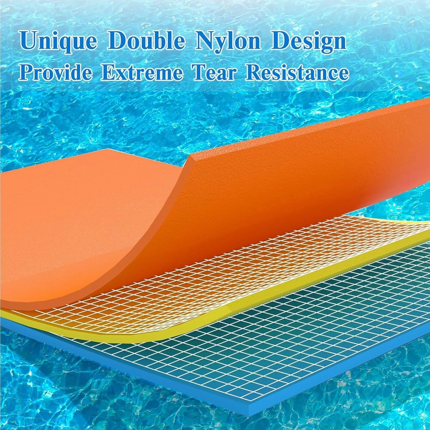 Lily Pad Floating Mat, Floating Mat for Lake, 3-Layer Tear-Resistant XPE Foam with A Bungee Tether, A Great Companion for Boat Trips and Pool Fun