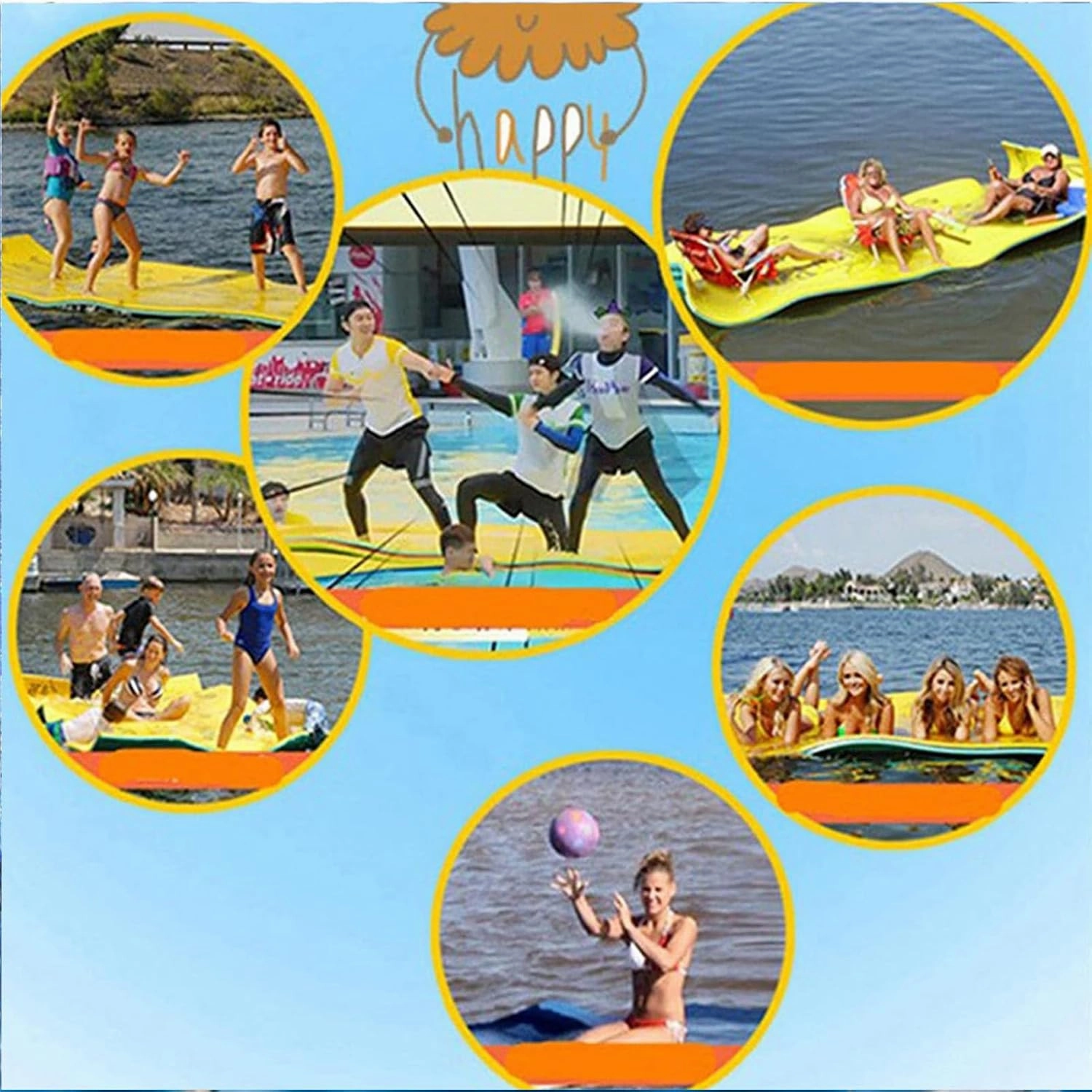 Lily Pad Floating Mat, Floating Mat for Lake, 3-Layer Tear-Resistant XPE Foam with A Bungee Tether, A Great Companion for Boat Trips and Pool Fun