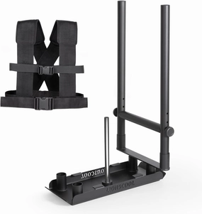 LIONSCOOL Weight Training Sled with Pro Pulling Belt or Vest Set, Sled Push with Adjustable Handle, Power Sled Workout Sled for Drag Speed Training Improvement and Strength