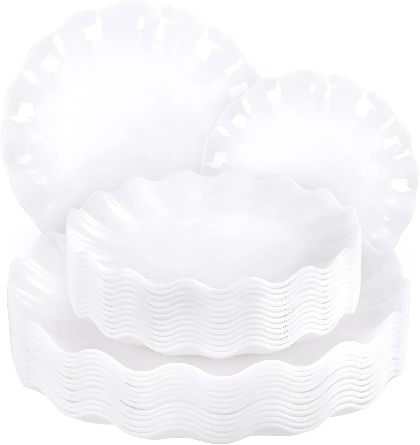 LIYH 24 Pcs White Plastic Plates Reusable - Unbreakable Party Plates, Microwave & Dishwasher Safe Camping Plate Sets Perfect for Parties, Birthday, Picnics, BPA Free (12Guests)