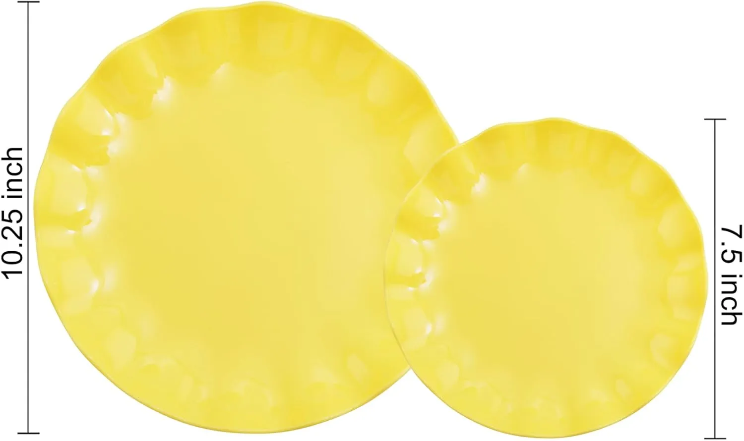 LIYH 24pcs Yellow Plastic Plates Reusable,Unbreakable Dinner Plates,Salad Plate,Microwave & Dishwasher Safe,Plate Sets Perfect for Parties,Birthday,Picnics(12guests)