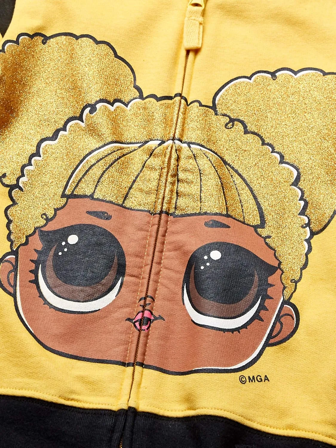 L.O.L. Surprise! Girls' The Glitterati Crystal Queen Big Face Zip-up Hoodie
