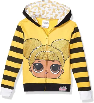 L.O.L. Surprise! Girls' The Glitterati Crystal Queen Big Face Zip-up Hoodie