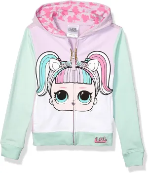 L.O.L. Surprise! Girls' The Theater Club Unicorn Big Face Zip-up Hoodie