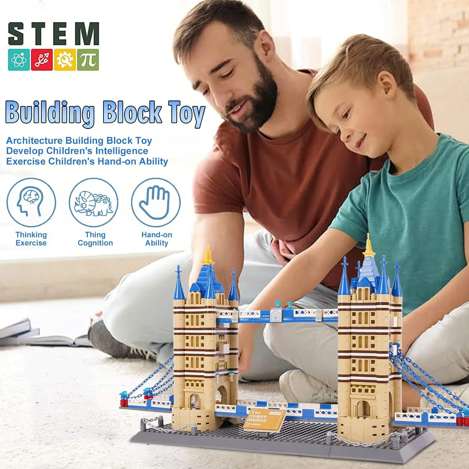 London's Tower Bridge Building Blocks Set, Regular Size Brick World History Architectural Model Kit, Landmark Collection Set Educational Toy for Kids and Adults, Gift Office Décor, 1052 PCS