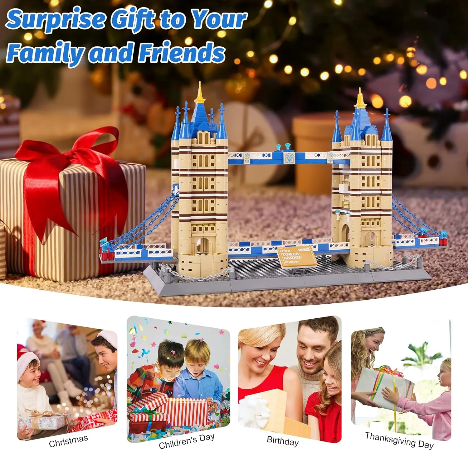 London's Tower Bridge Building Blocks Set, Regular Size Brick World History Architectural Model Kit, Landmark Collection Set Educational Toy for Kids and Adults, Gift Office Décor, 1052 PCS