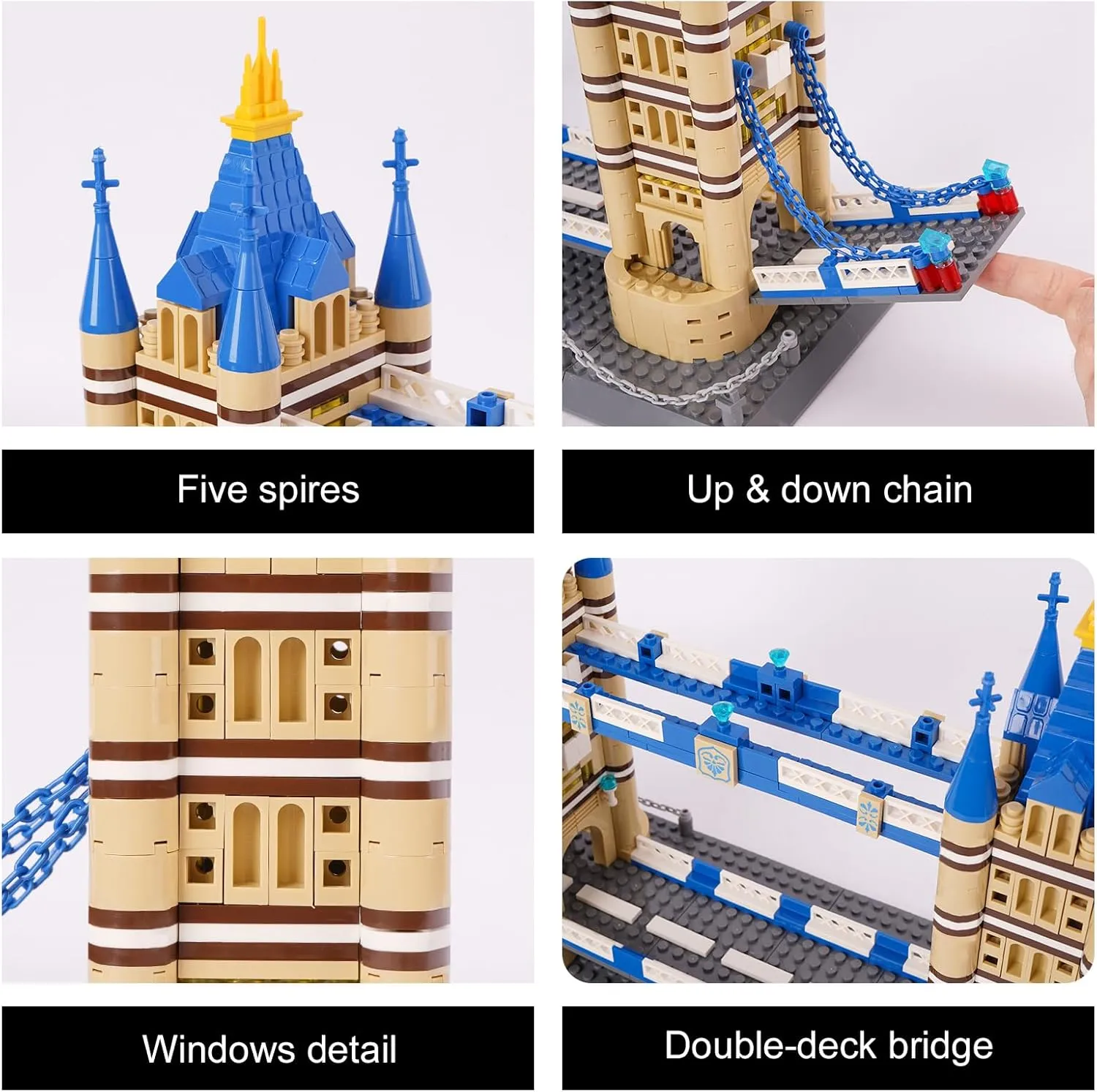 London's Tower Bridge Building Blocks Set, Regular Size Brick World History Architectural Model Kit, Landmark Collection Set Educational Toy for Kids and Adults, Gift Office Décor, 1052 PCS