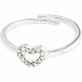 Lulu Recycled Crystal Heart Stack Ring - Silver Plated