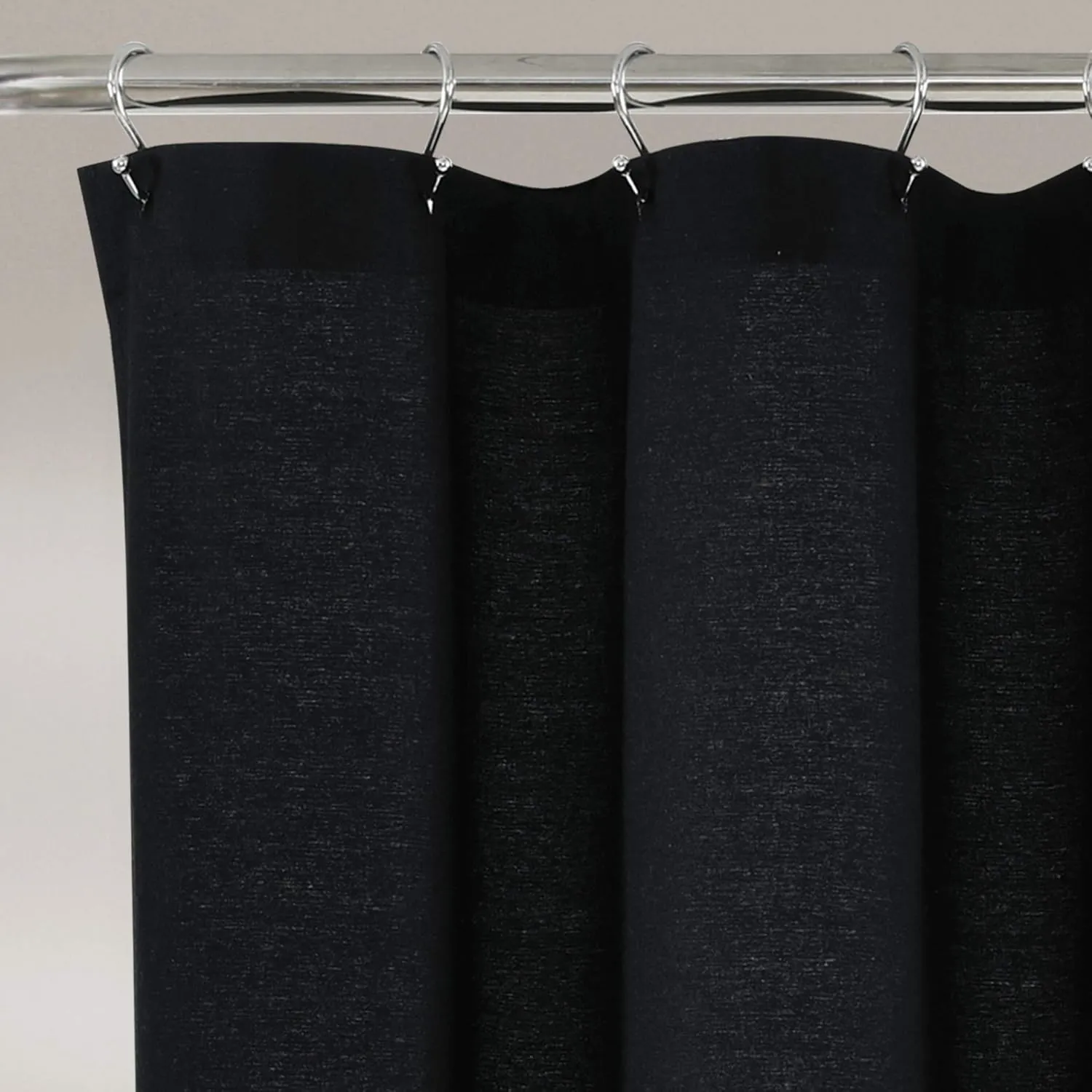 Lush Decor Linen Button Shower Curtain, 72" x 72", Black & White