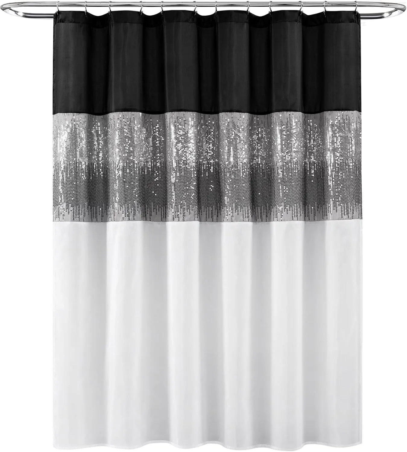 Lush Decor Night Sky Shower Curtain, 72" x 72", Black & White
