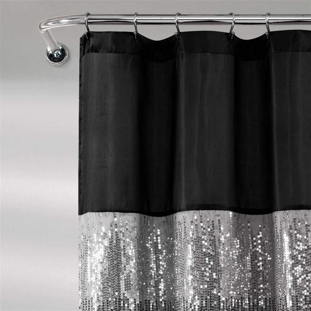 Lush Decor Night Sky Shower Curtain, 72" x 72", Black & White