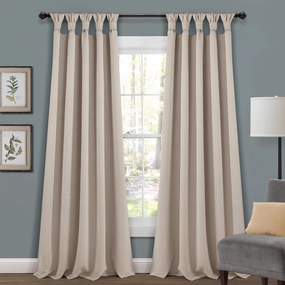 Lush Decor Insulated Knotted Tab Top Blackout Window Curtain Panels, Pair, 52" W x 95" L, Wheat - Blackout Curtains - Traditional & French Country Curtains For Living Room, Bedroom & Dining Room