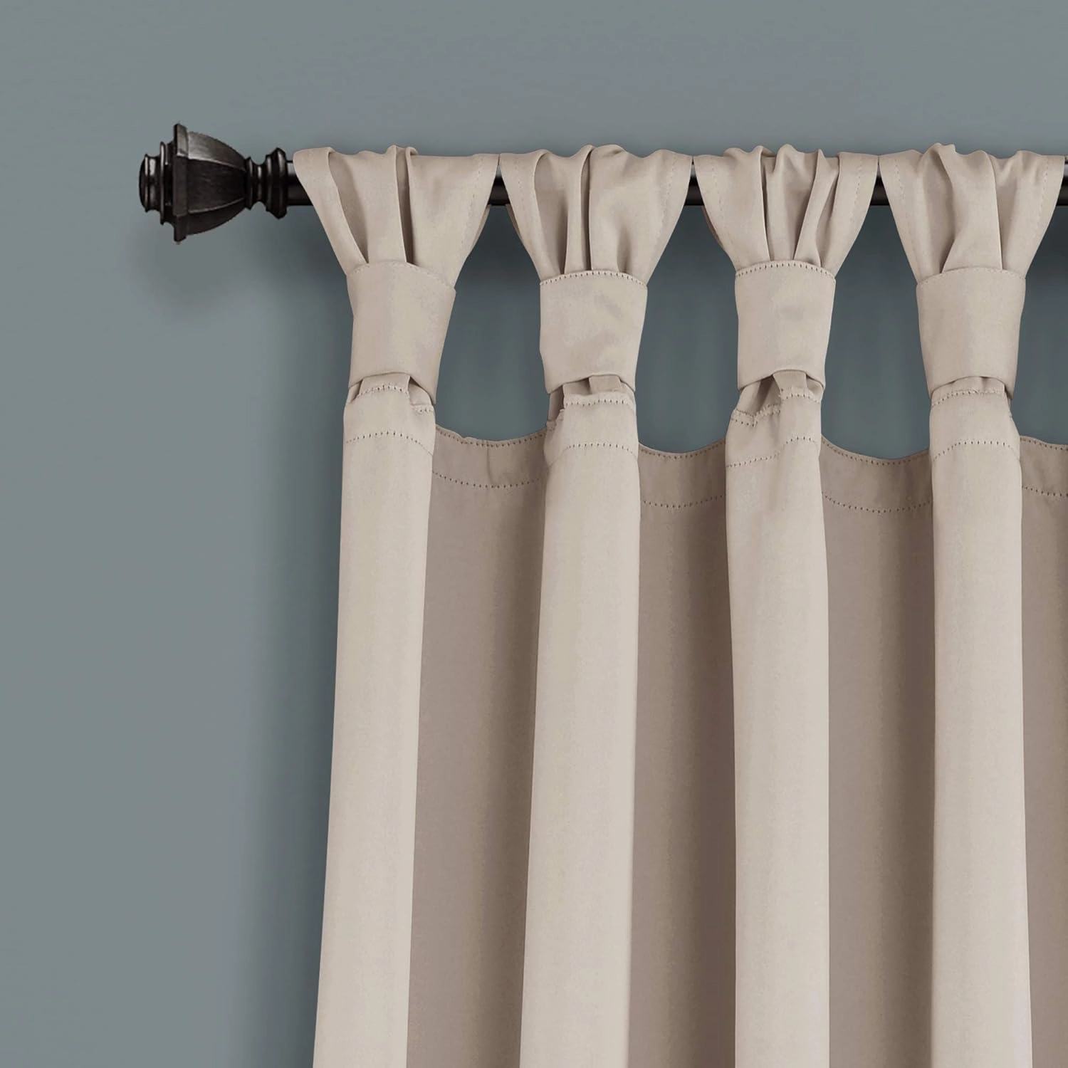 Lush Decor Insulated Knotted Tab Top Blackout Window Curtain Panels, Pair, 52" W x 95" L, Wheat - Blackout Curtains - Traditional & French Country Curtains For Living Room, Bedroom & Dining Room