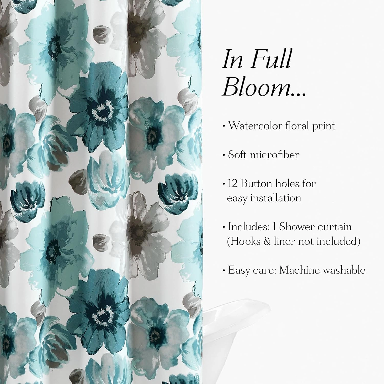 Lush Decor Leah Shower Curtain, 72" x 72", Blue