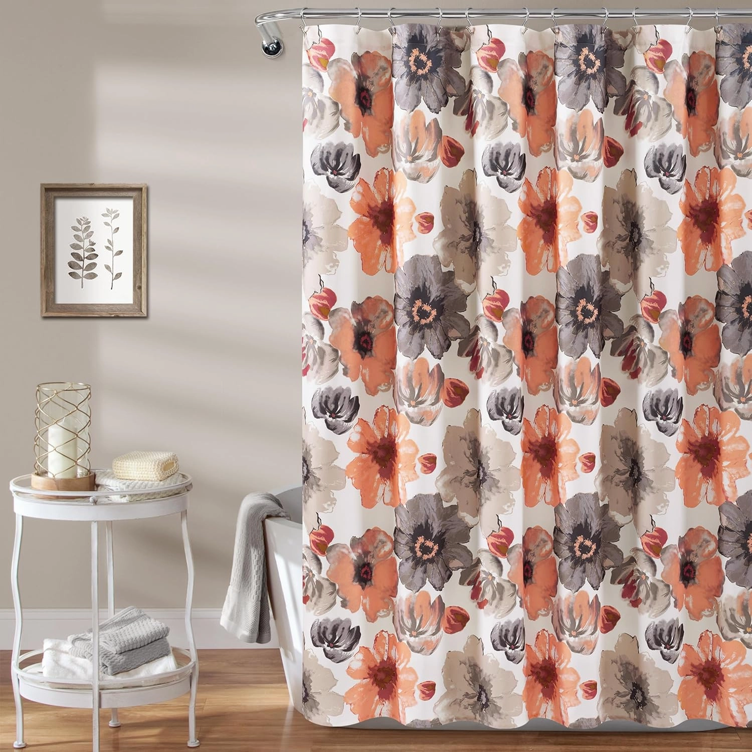 Lush Decor Leah Shower Curtain, 72" x 72", Coral