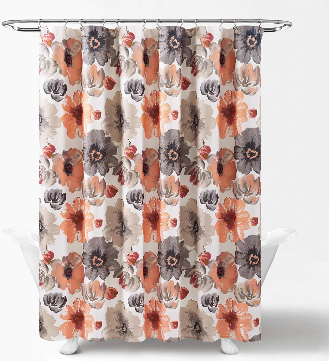 Lush Decor Leah Shower Curtain, 72" x 72", Coral