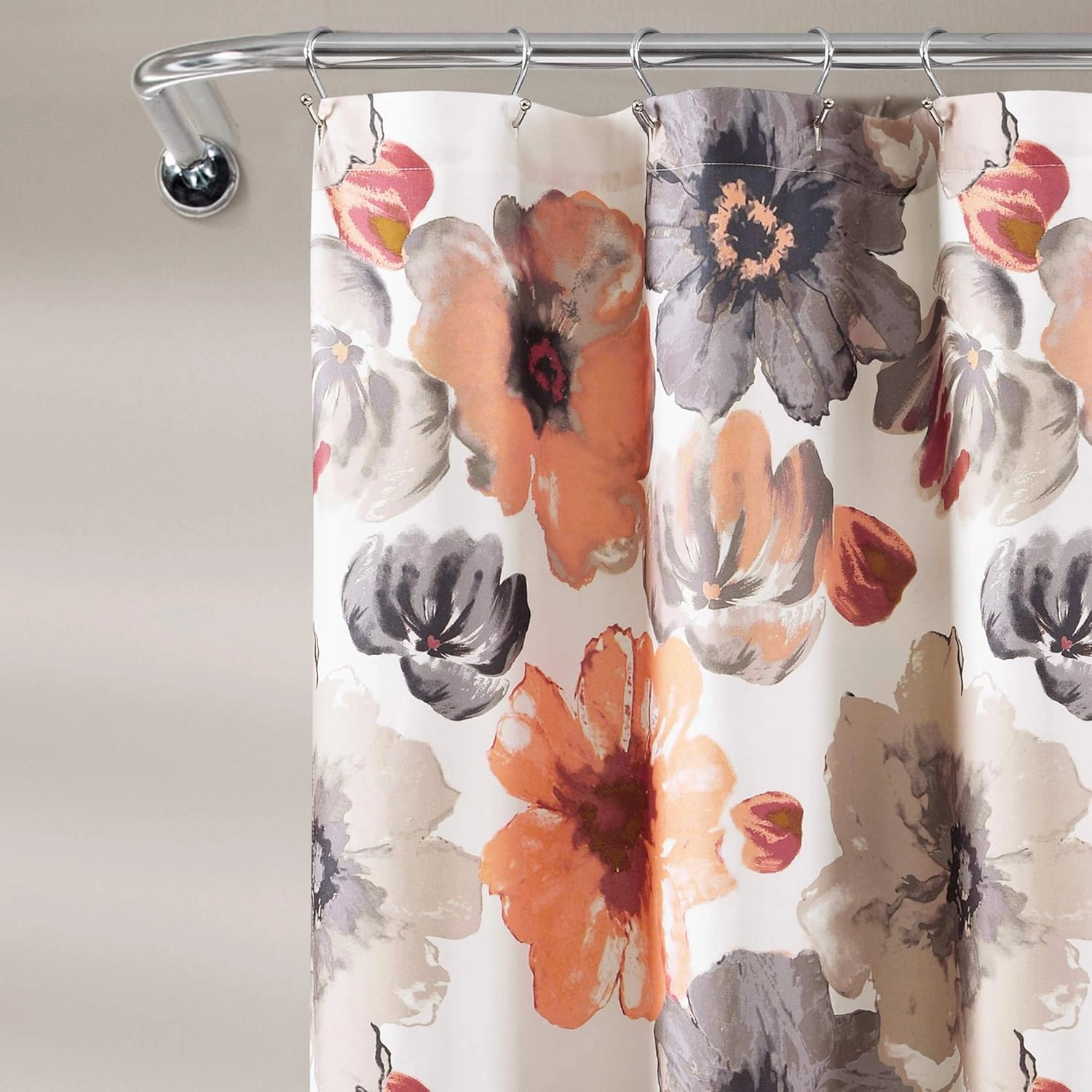 Lush Decor Leah Shower Curtain, 72" x 72", Coral