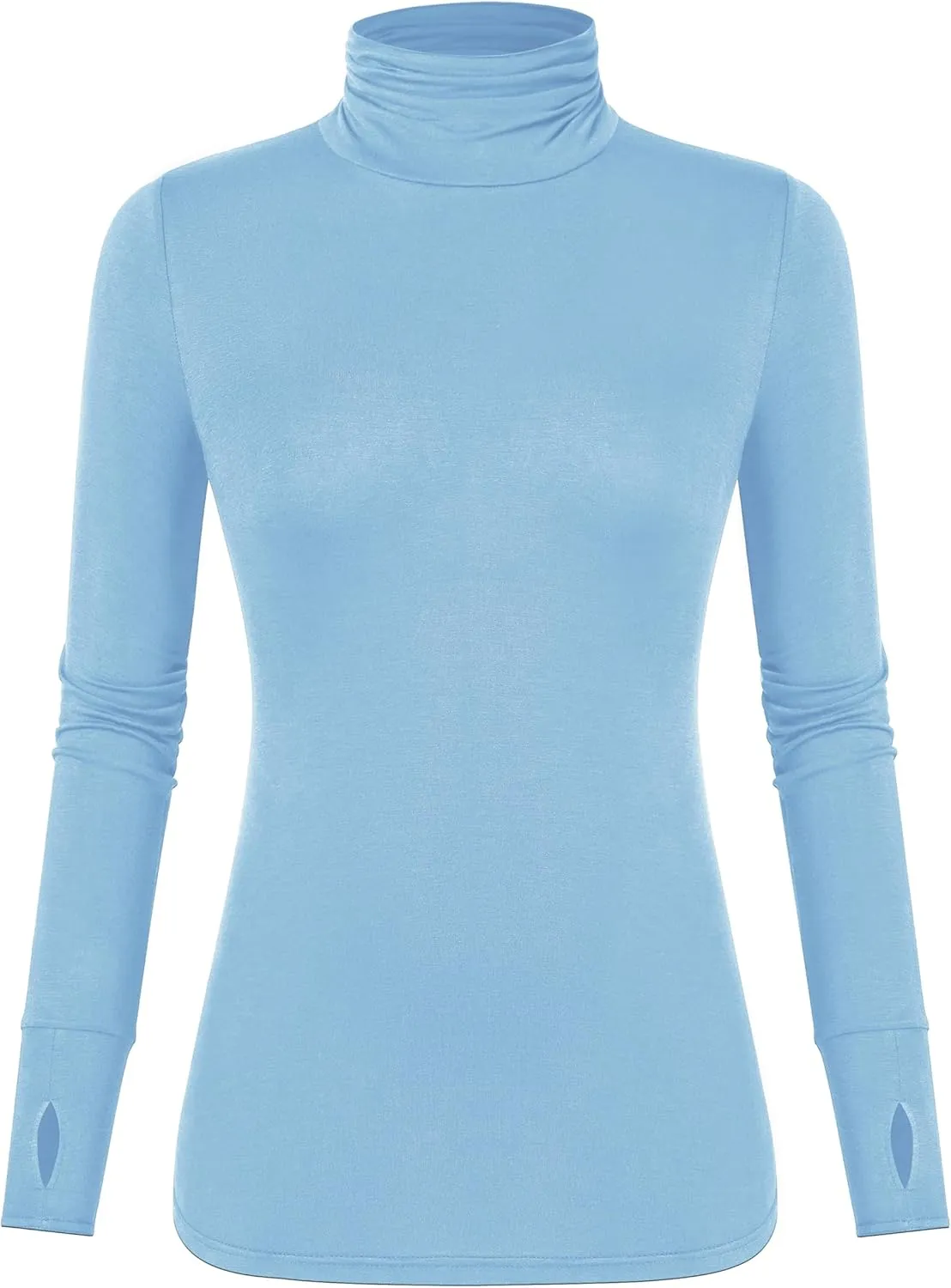 LUYAA Women's Long Sleeve Turtleneck Lightweight Slim Active T Shirts Thumb Holes for Fall Spring Winter