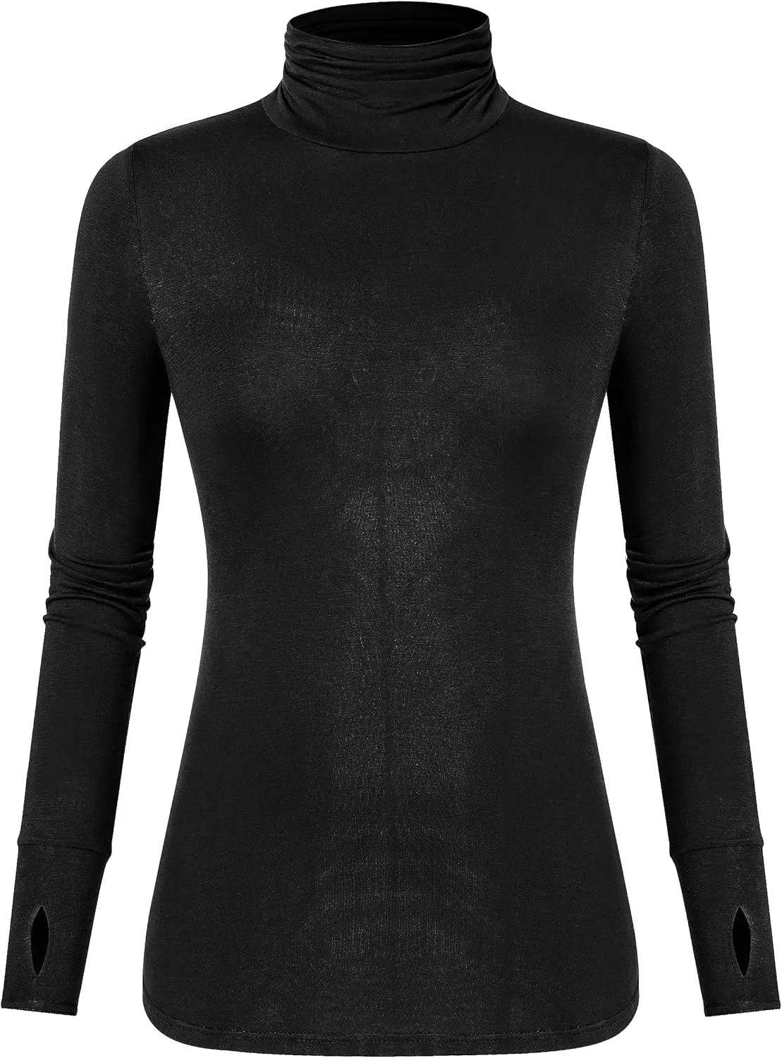 LUYAA Women's Long Sleeve Turtleneck Lightweight Slim Active T Shirts Thumb Holes for Fall Spring Winter