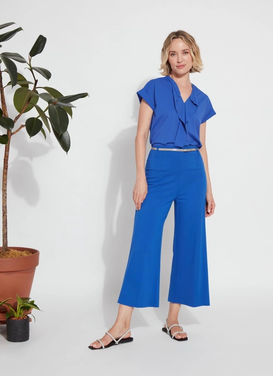 Lyssé Ellis Cropped Culottes – Ponte Pants and Culottes for Women with Lightweight Ponte Knit Fabric and High Waist