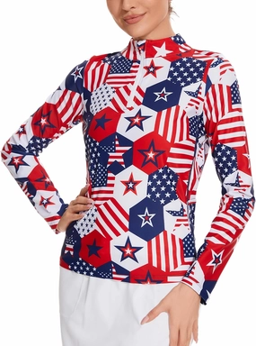 M MOTEEPI Womens Golf Shirt Long Sleeve Athletic Quarter Zip Pullover Sun Protection with Pocket