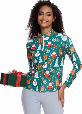 M MOTEEPI Womens Golf Shirt Long Sleeve Athletic Quarter Zip Pullover Sun Protection with Pocket