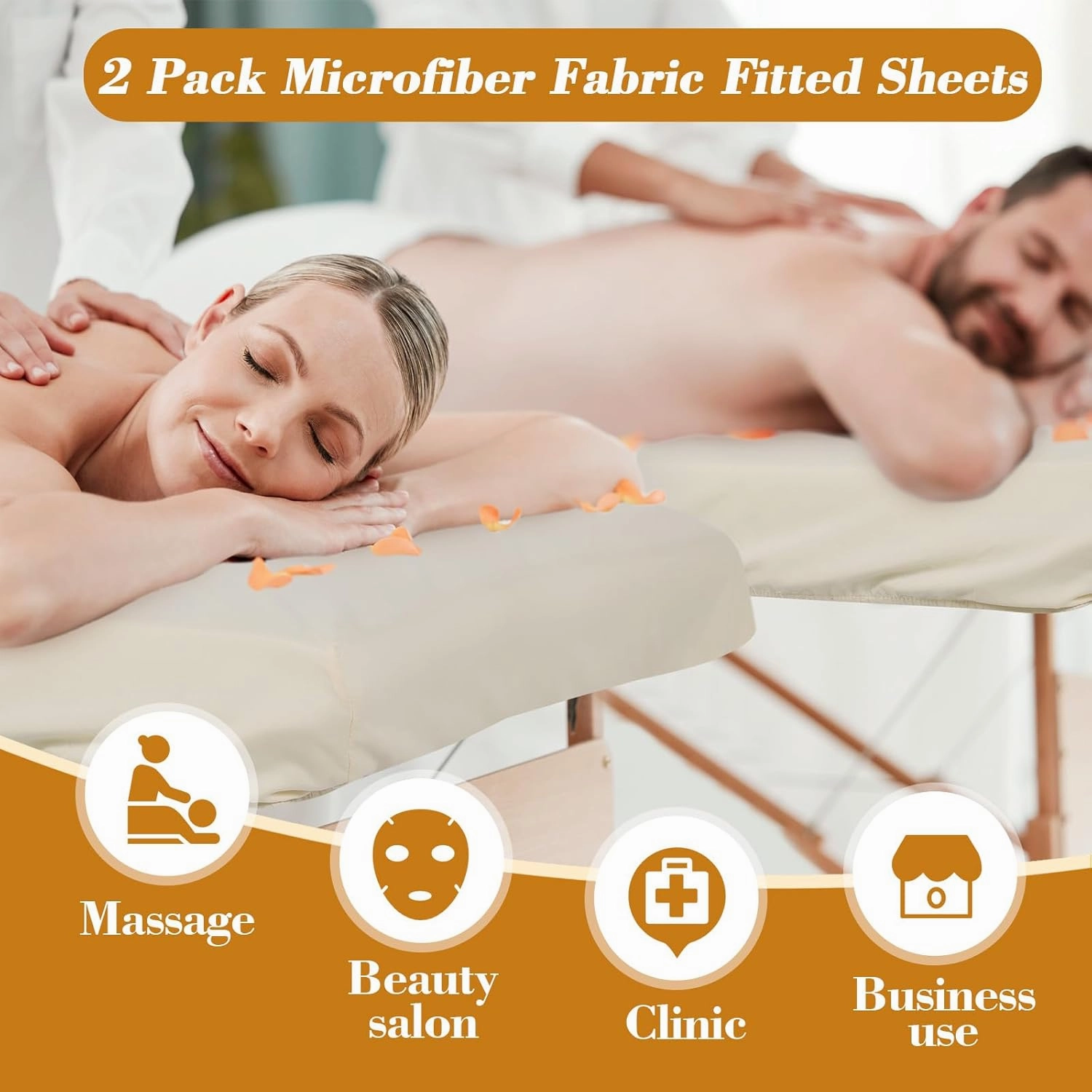 Macarrie 6 Pack Microfiber Massage Table Sheets Soft Massage Table Cover Reusable Spa Bed Sheets Salon Protective Cover Fitted(Beige)
