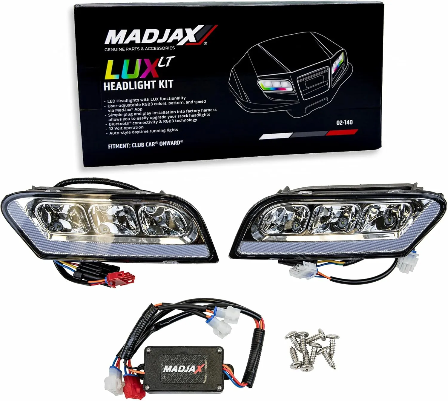 MADJAX LUX LT Golf Cart LED Headlight Kit Compatible with Club Car Onward Models | Fits 2017-Up Models | RGB LED Golf Cart Lights