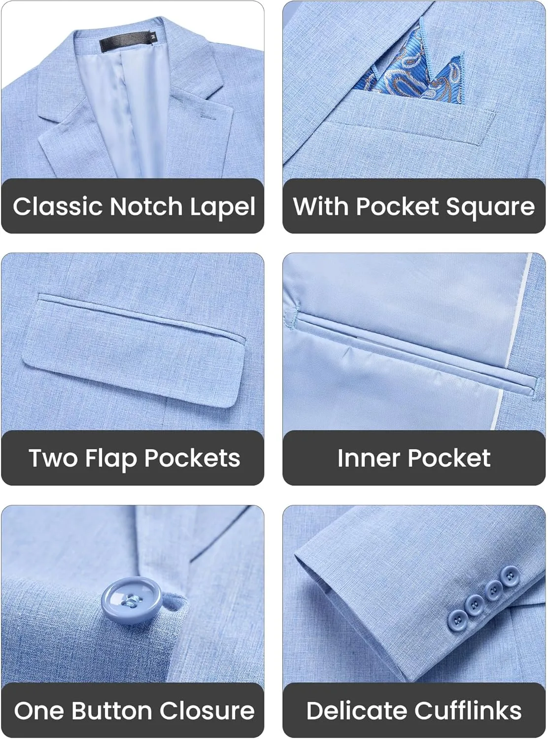MAGE MALE Men's Slim Fit Blazer Jackets Suit One Button Lightweight Sport Coats Casual Blazer