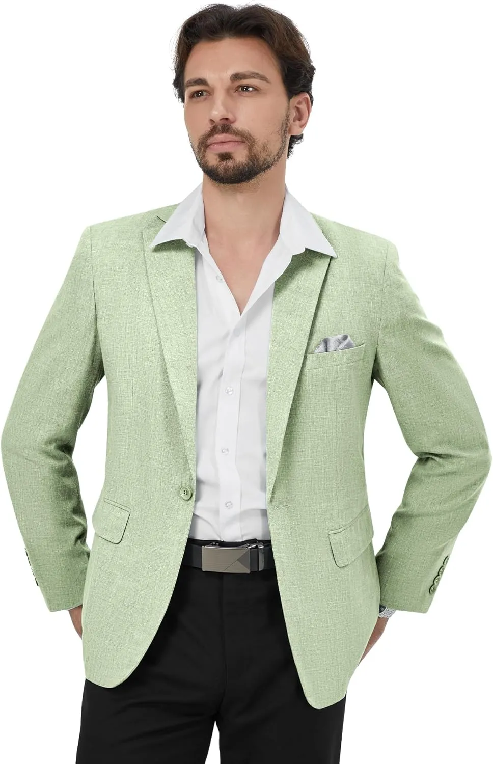 MAGE MALE Men's Slim Fit Blazer Jackets Suit One Button Lightweight Sport Coats Casual Blazer