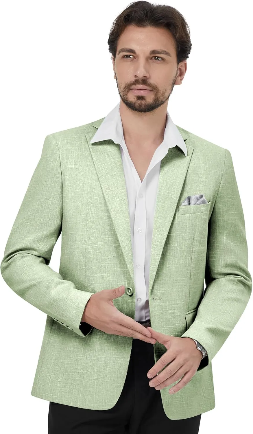 MAGE MALE Men's Slim Fit Blazer Jackets Suit One Button Lightweight Sport Coats Casual Blazer
