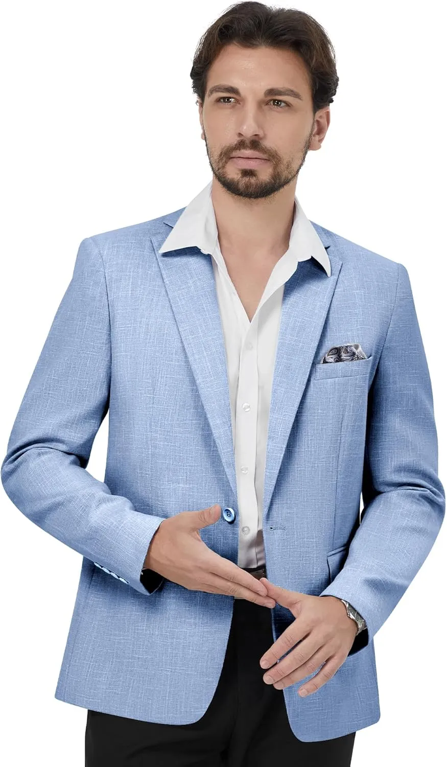 MAGE MALE Men's Slim Fit Blazer Jackets Suit One Button Lightweight Sport Coats Casual Blazer