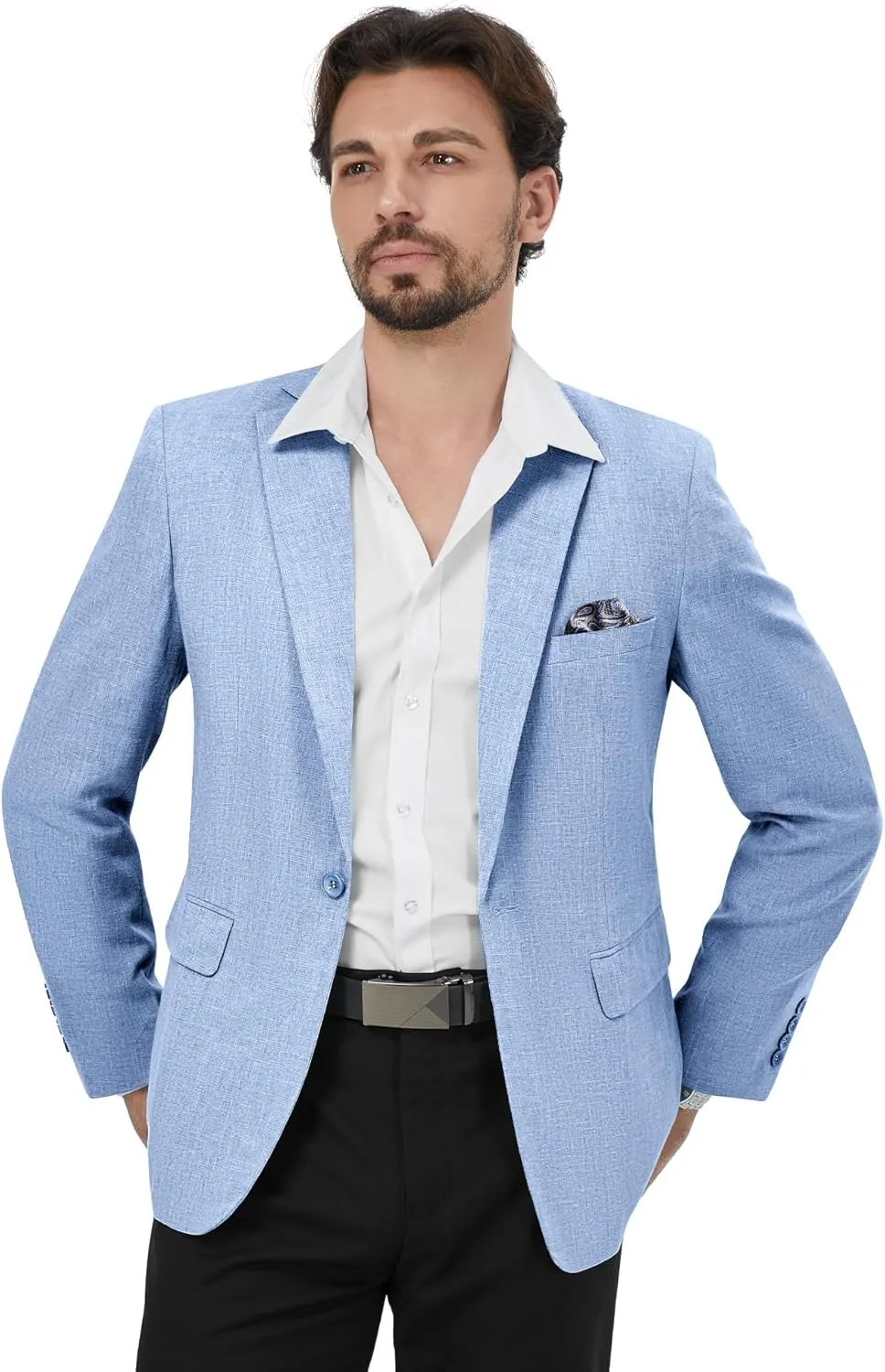 MAGE MALE Men's Slim Fit Blazer Jackets Suit One Button Lightweight Sport Coats Casual Blazer