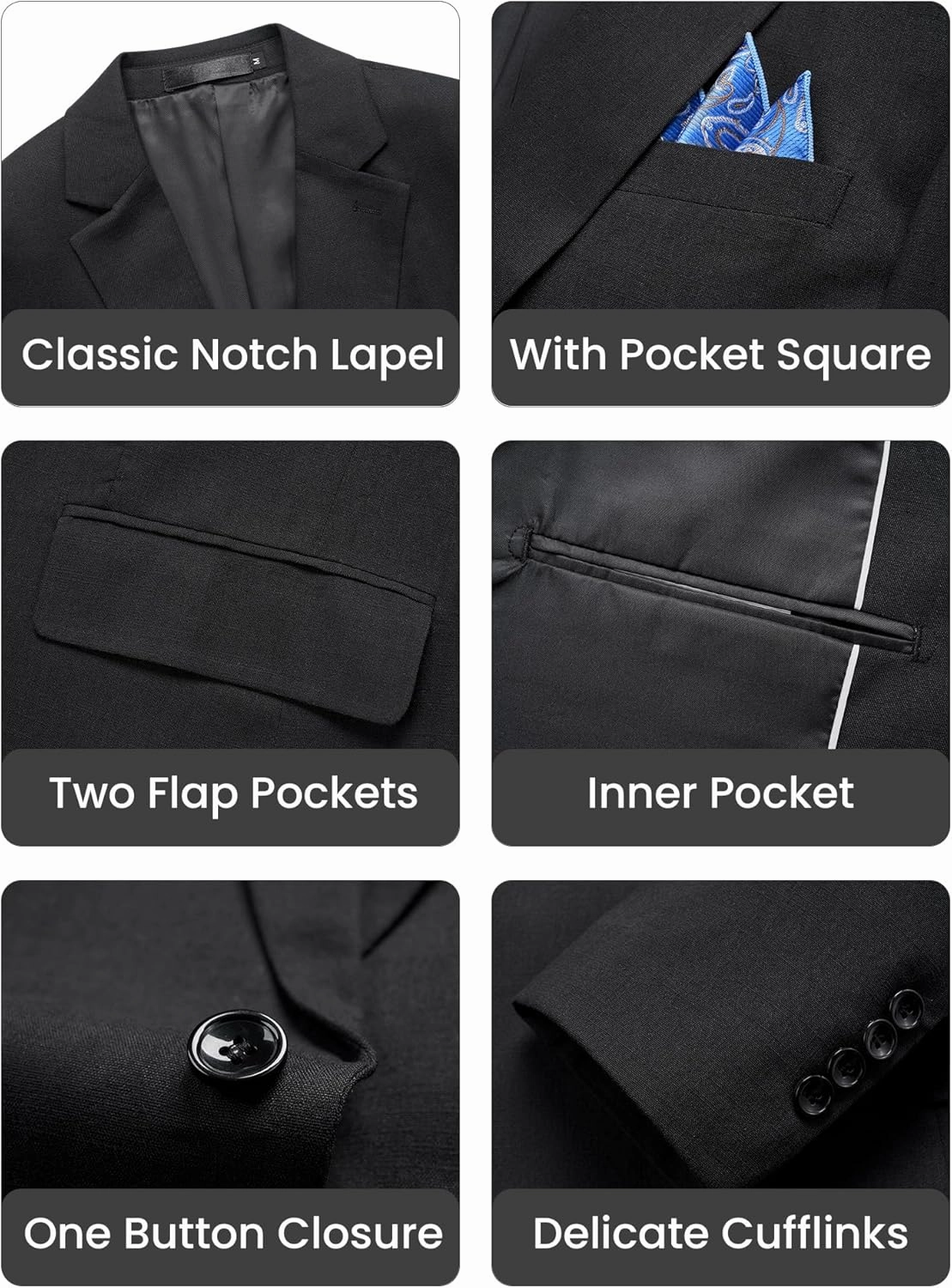 MAGE MALE Men's Slim Fit Blazer Jackets Suit One Button Lightweight Sport Coats Casual Blazer