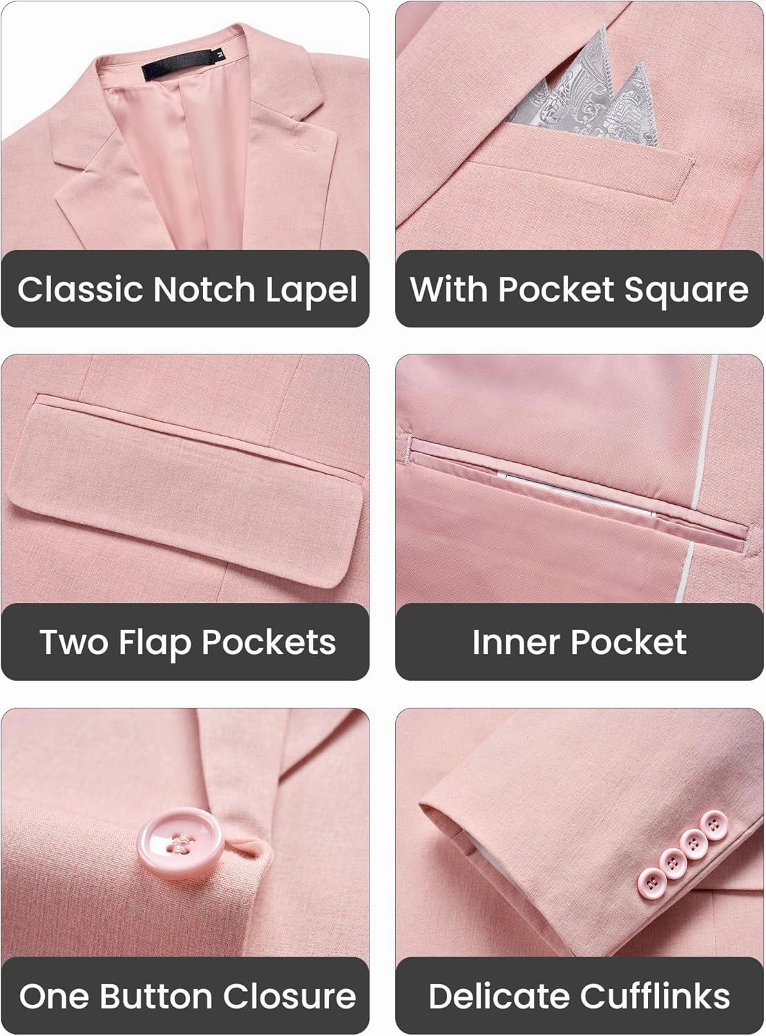 MAGE MALE Men's Slim Fit Blazer Jackets Suit One Button Lightweight Sport Coats Casual Blazer