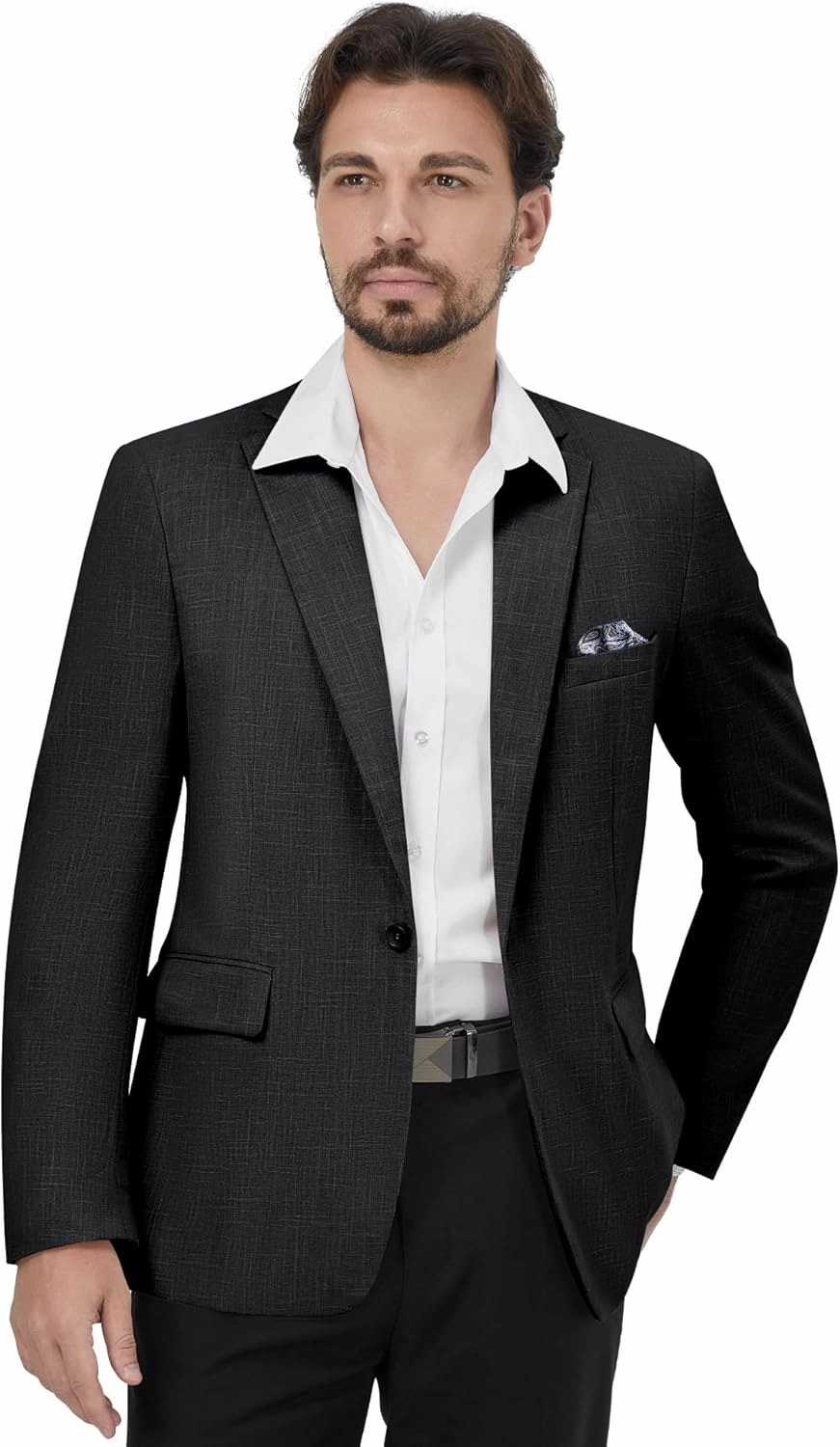 MAGE MALE Men's Slim Fit Blazer Jackets Suit One Button Lightweight Sport Coats Casual Blazer