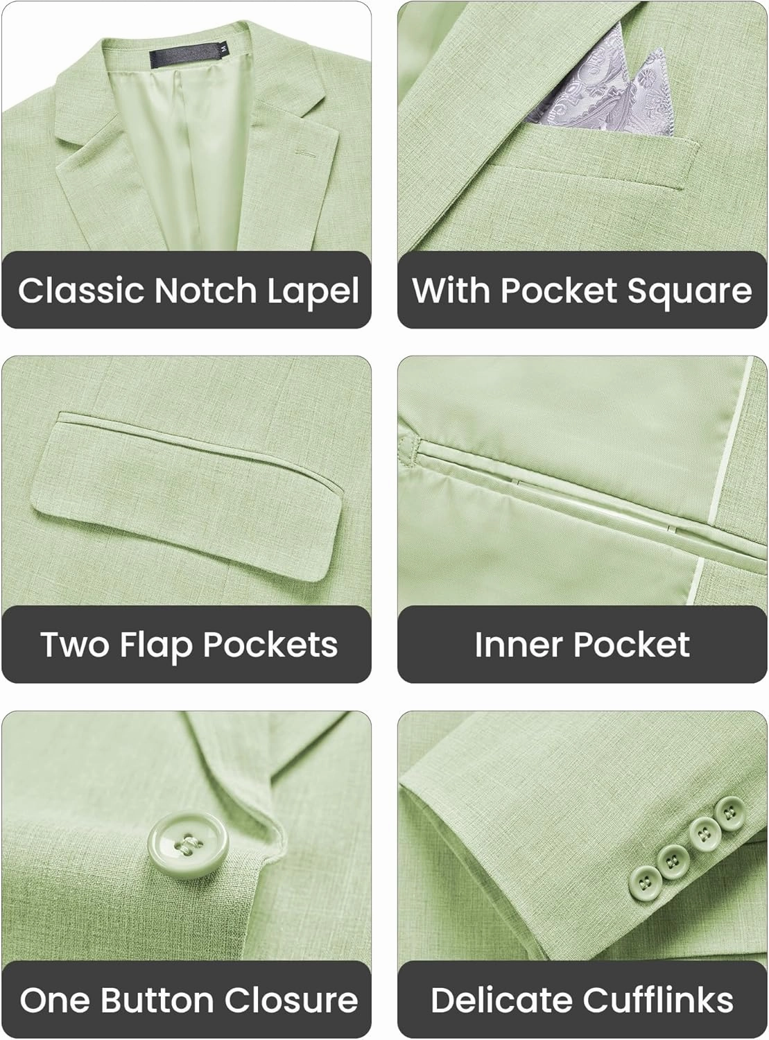 MAGE MALE Men's Slim Fit Blazer Jackets Suit One Button Lightweight Sport Coats Casual Blazer