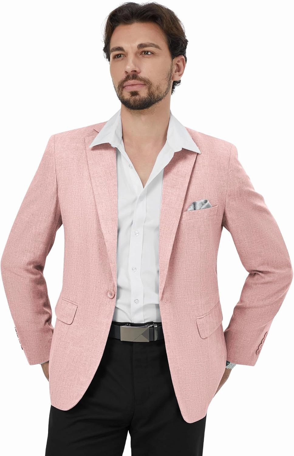 MAGE MALE Men's Slim Fit Blazer Jackets Suit One Button Lightweight Sport Coats Casual Blazer