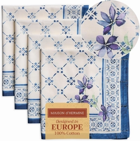 Maison d'Hermine Cloth Napkins Set of 4 100% Cotton Everyday Reusable Square Napkins Cloth Washable, Dinner, Party, Wedding, Restaurant, Spring/Summer (Faience, 20" x 20")